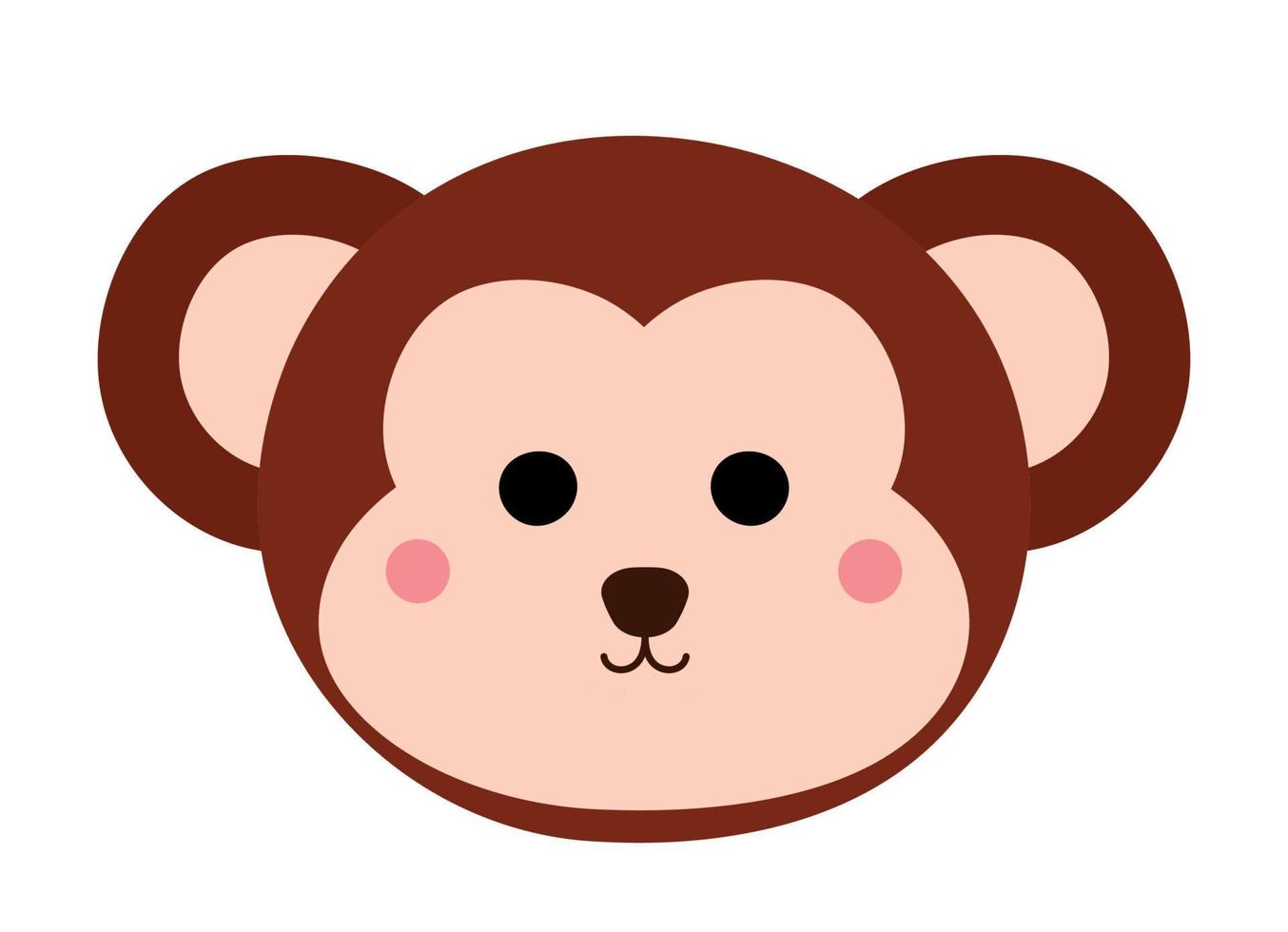 Cute Little Monkey Face Wild Animal Character in Animated Cartoon Vector Illustration