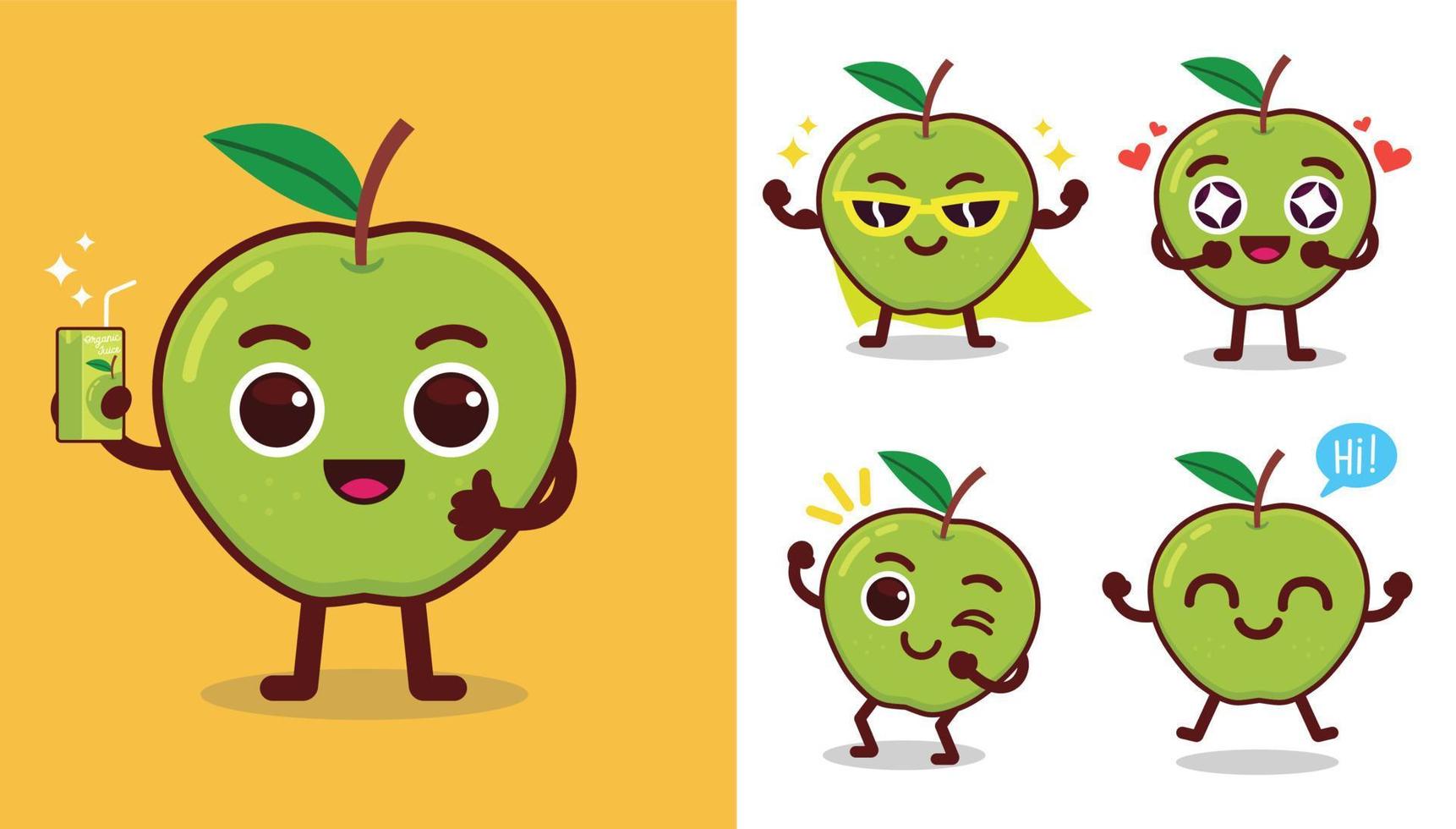 mascota de vector de manzana verde