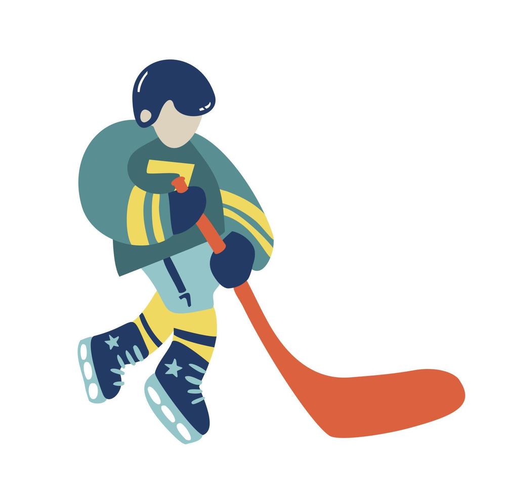 jugador de hockey sobre hielo. jugador de hockey. sencillo, garabato, dibujos animados, dibujado a mano vector