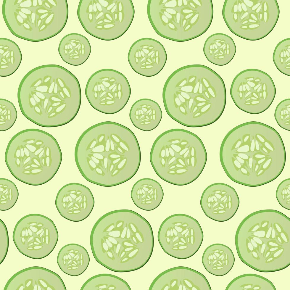 A pattern of cucumber slices with a seamless pattern. Suitable for textiles, fabric, kitchen wallpaper, wrapping paper, notepad, postcards. vector
