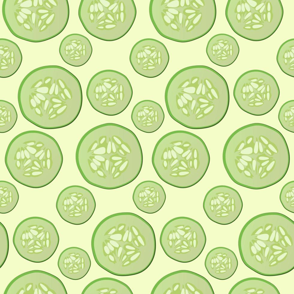 un patrón de rodajas de pepino con un patrón impecable. adecuado para textiles, telas, papel tapiz de cocina, papel de envolver, bloc de notas, postales. vector