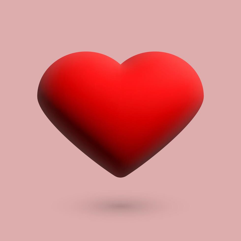 Heart 3D on a pink background, vector. vector