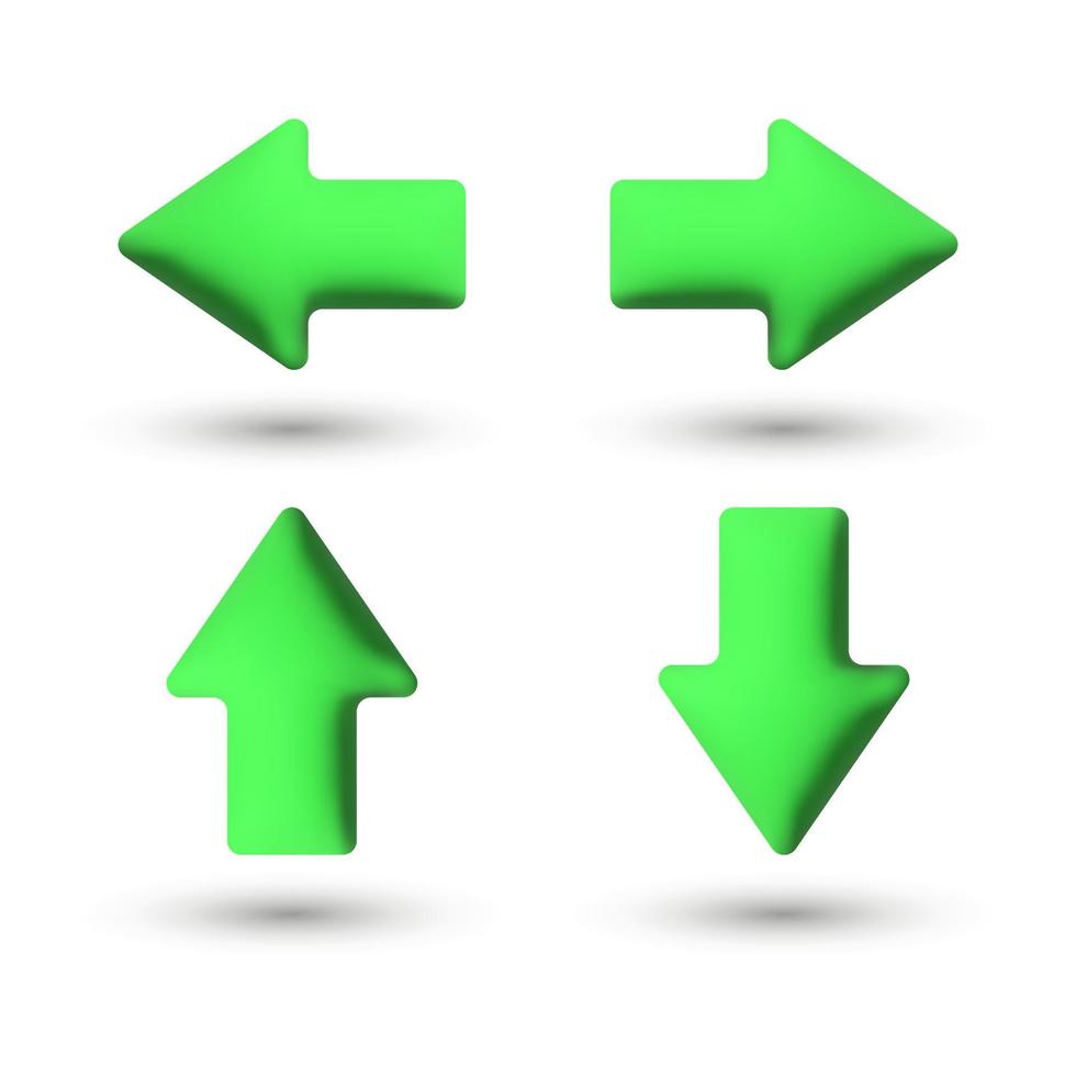 Rounded 3D green arrows, vector. vector