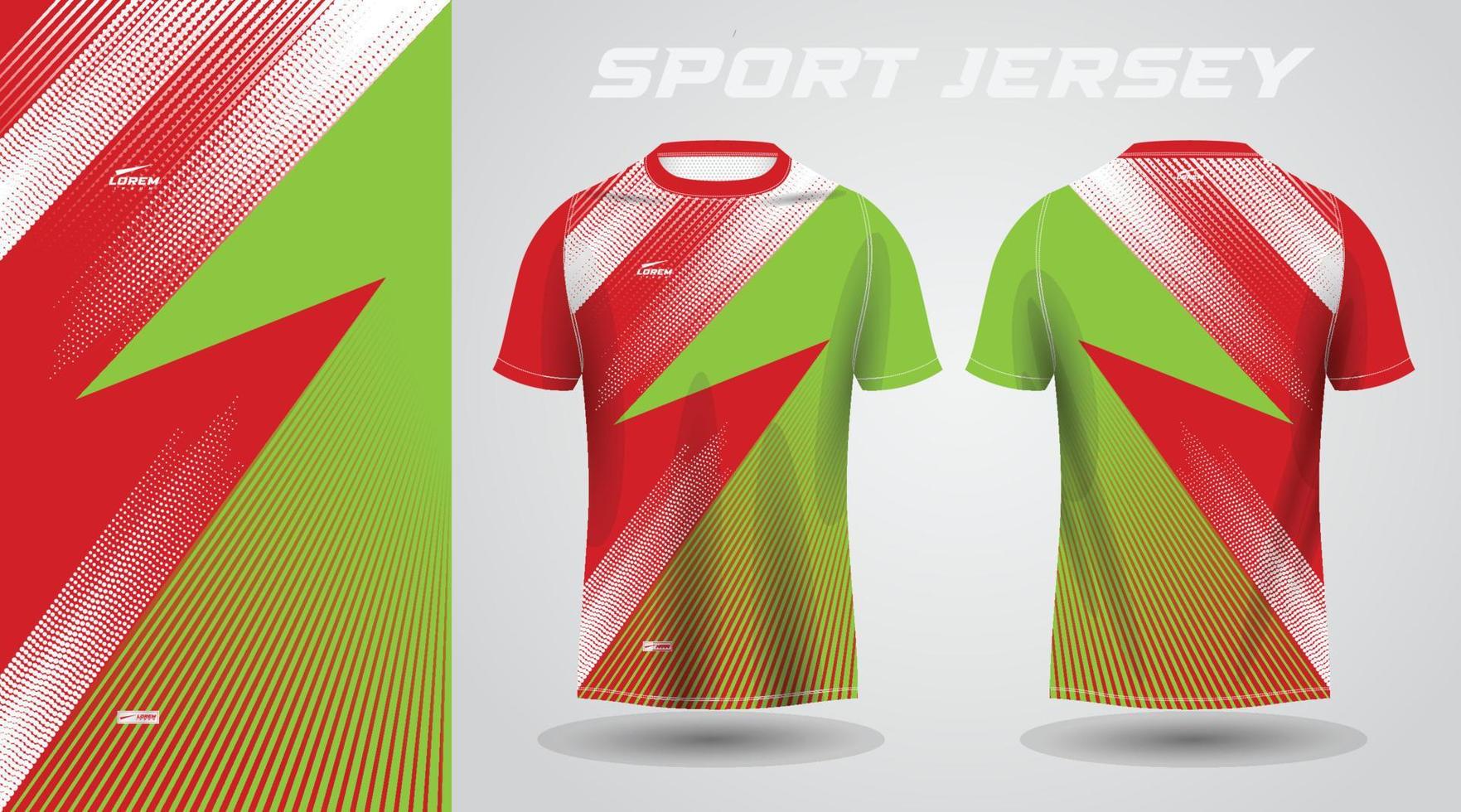 diseño de camiseta deportiva de camisa verde roja vector