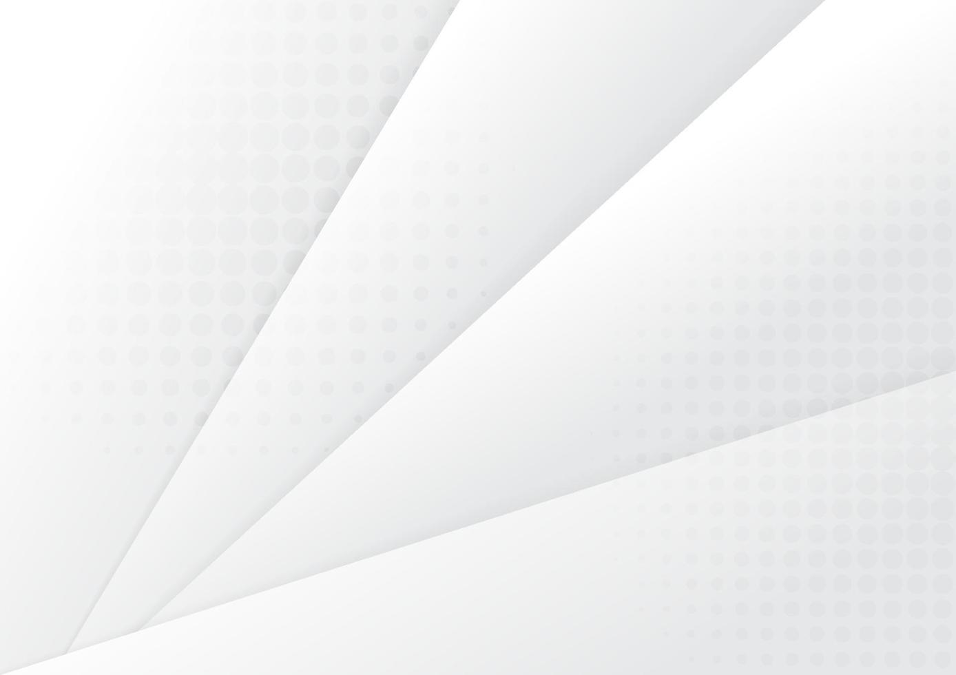 Abstract template design of gradient white and gray paper cut with shadow. Overlapping with circle halftone style background. vector