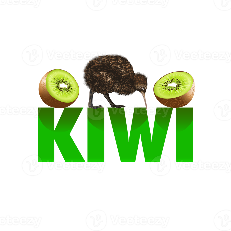 illustrazione di kiwi cartone animato di animali e frutta, uccello della Nuova Zelanda png
