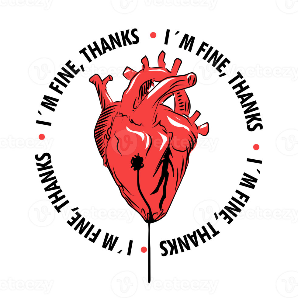 im fine, thanks. Broken heart. Card with heart. png