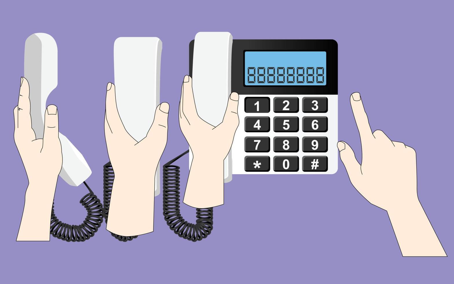 tradition landline telephone with hand movement vector