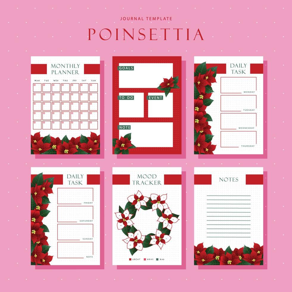 Poinsettia Journal Template vector