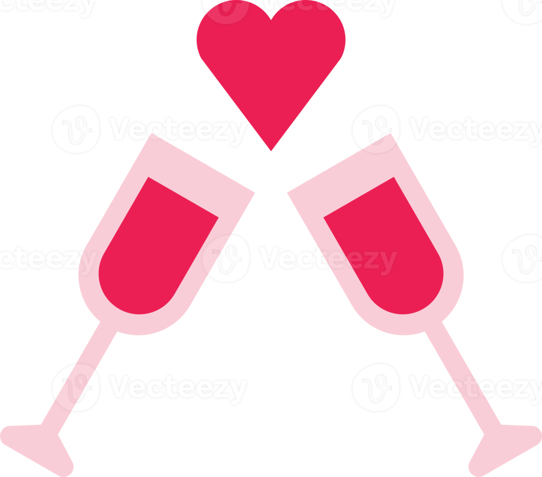 isolate valentine's day pink champagne flat icon png