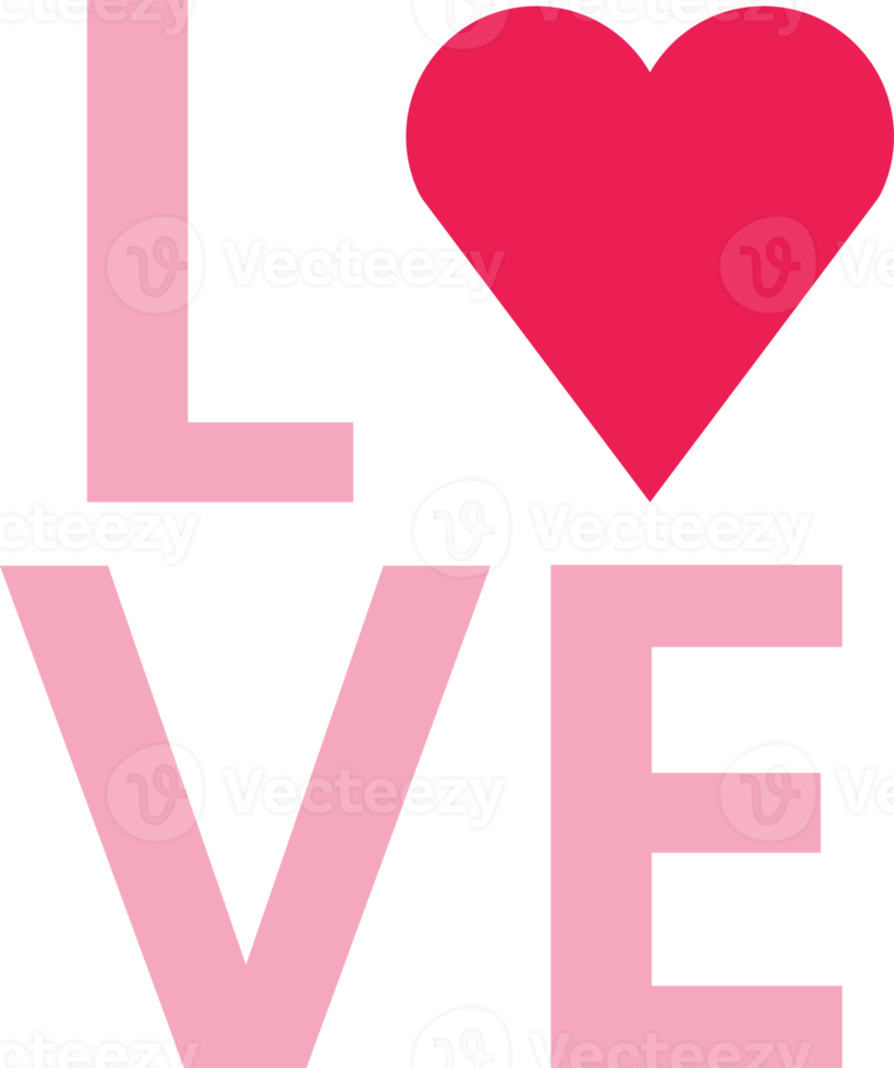 isolate valentine's day items pink love text flat icon png
