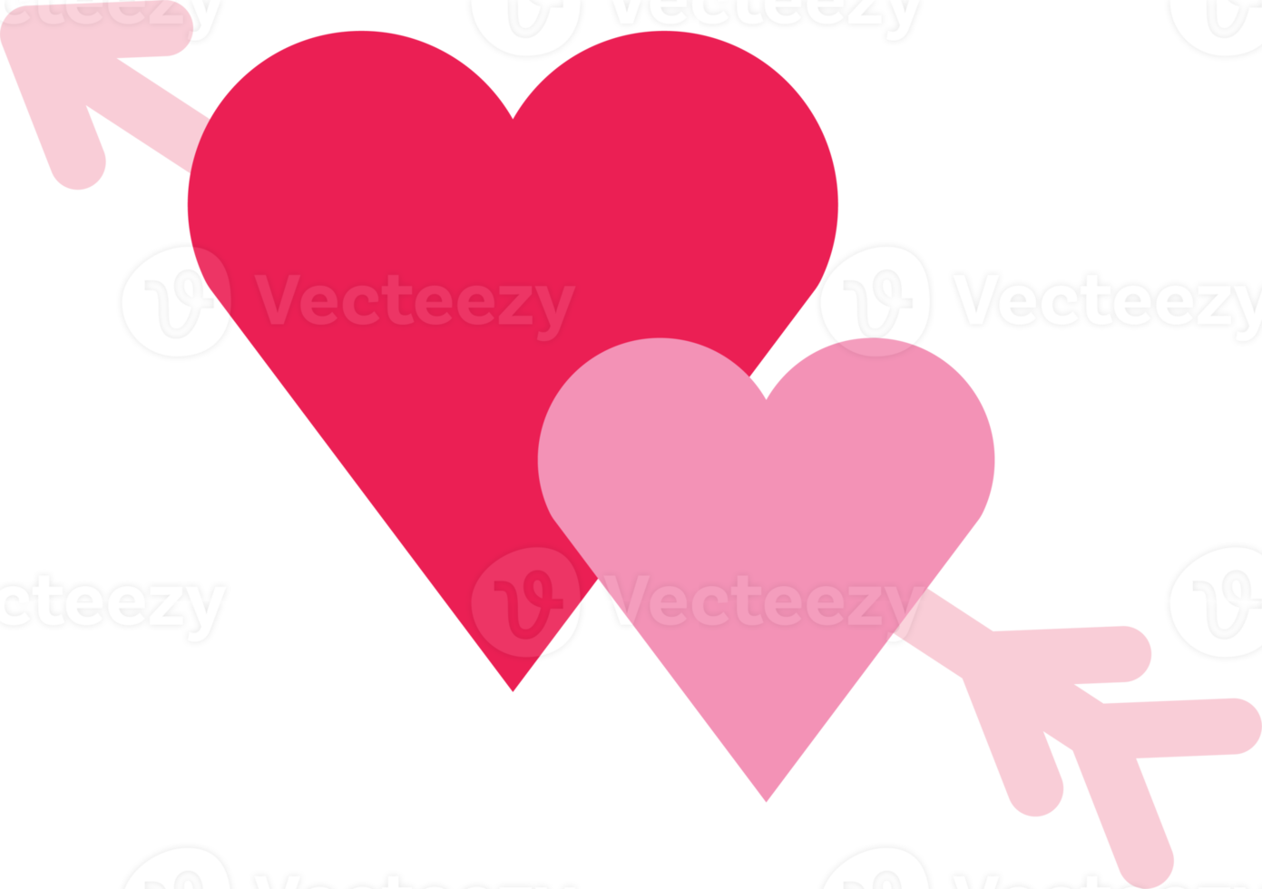 valentine's element isolate valentine's day pink two hearts flat icon png