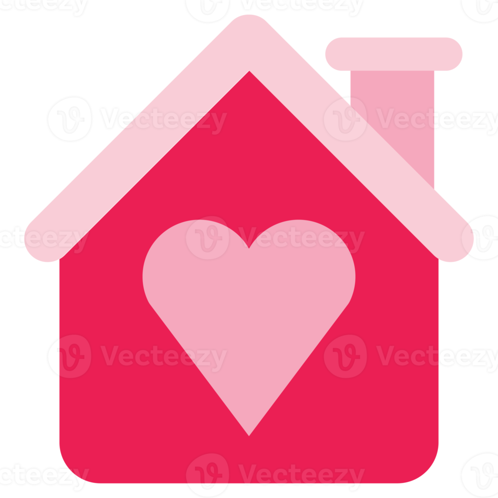 isolate valentine's day pink heart house flat icon png