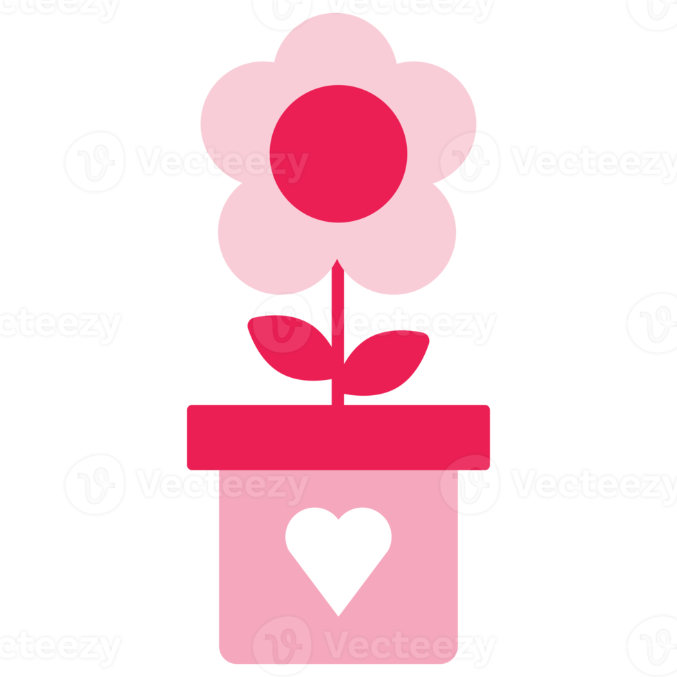 isolate valentine's day pink flower flat icon png