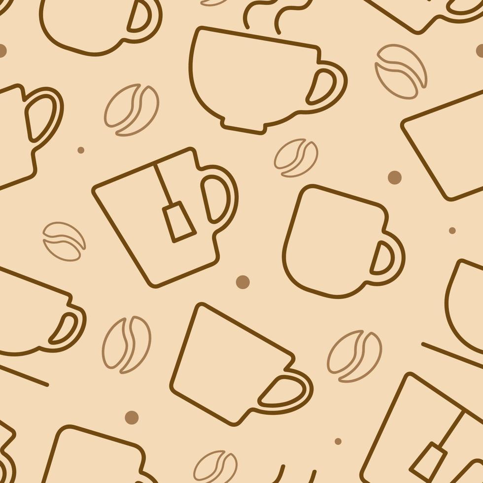 Seamless pattern with simple Icons of Coffee and Tea. Vector Illustration.