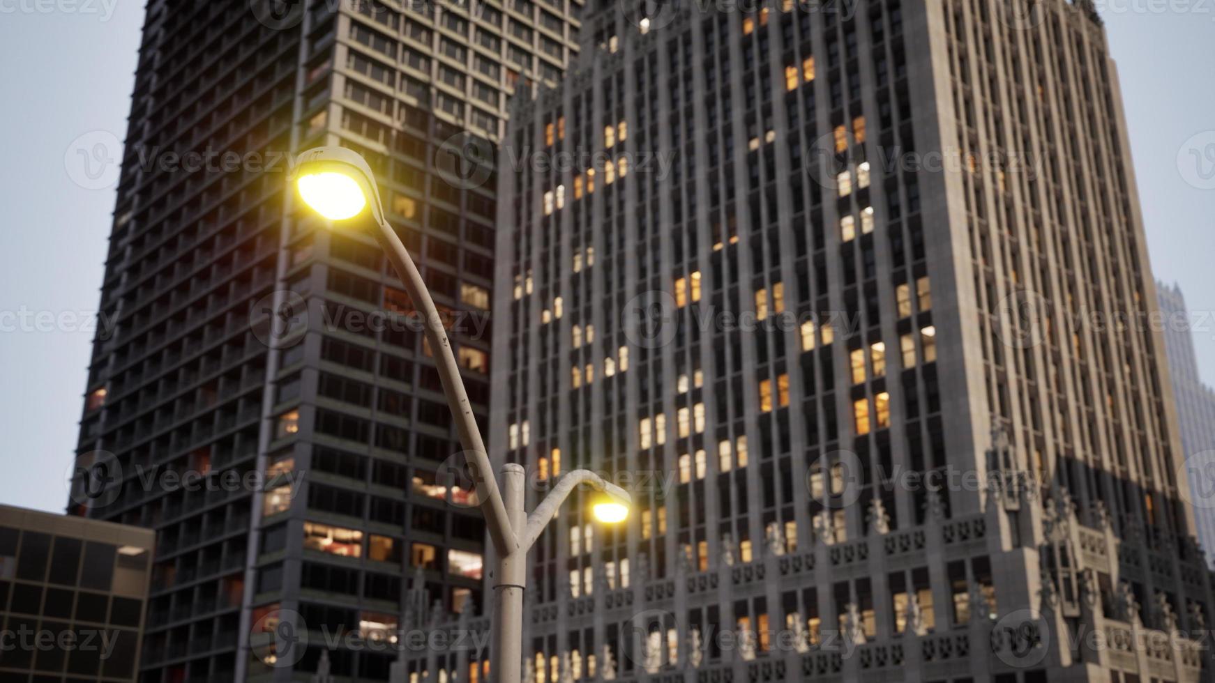 vista de los edificios del centro del centro de negocios de nueva york foto