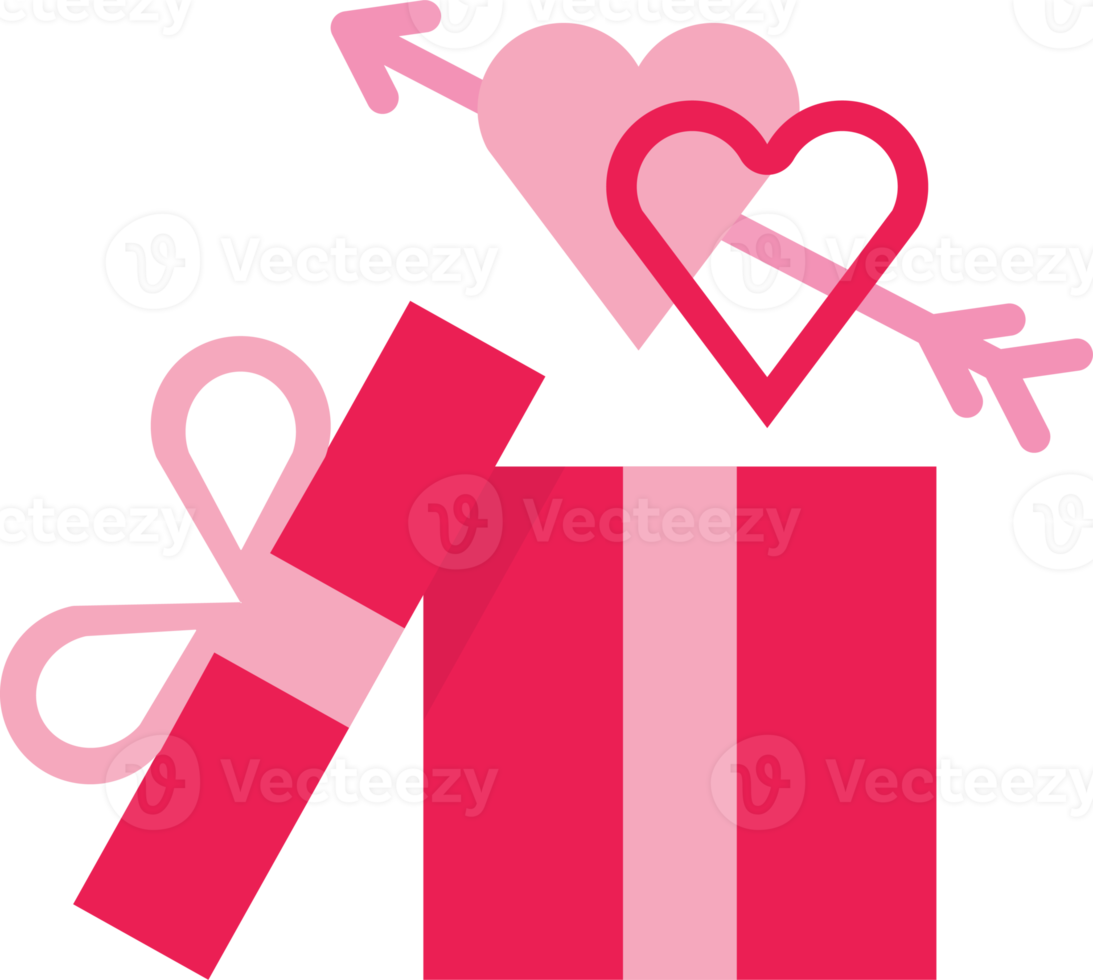 aislar el icono plano de la caja de regalo rosa del día de san valentín png