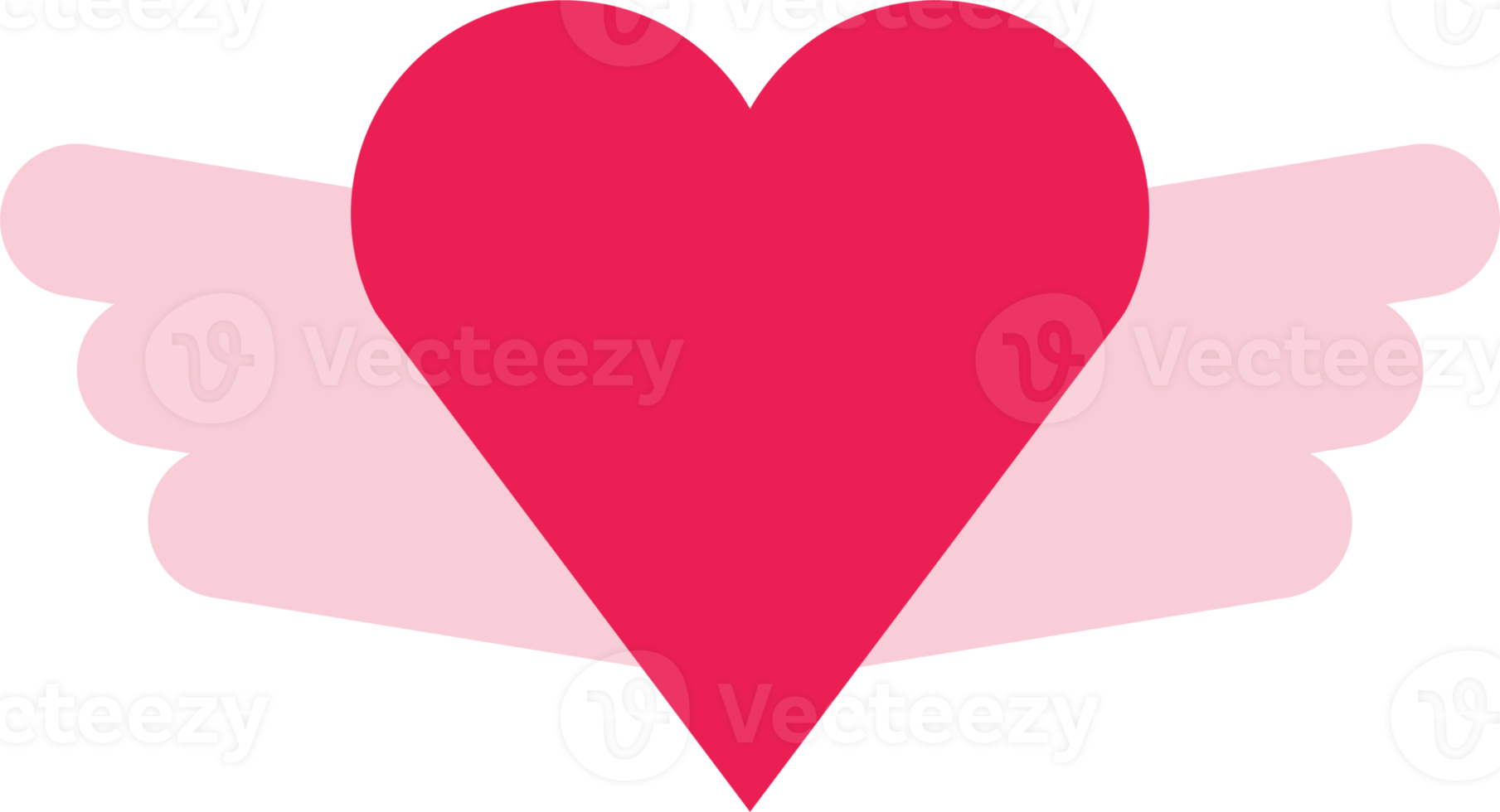 valentine's day pink big heart and wings flat icon png