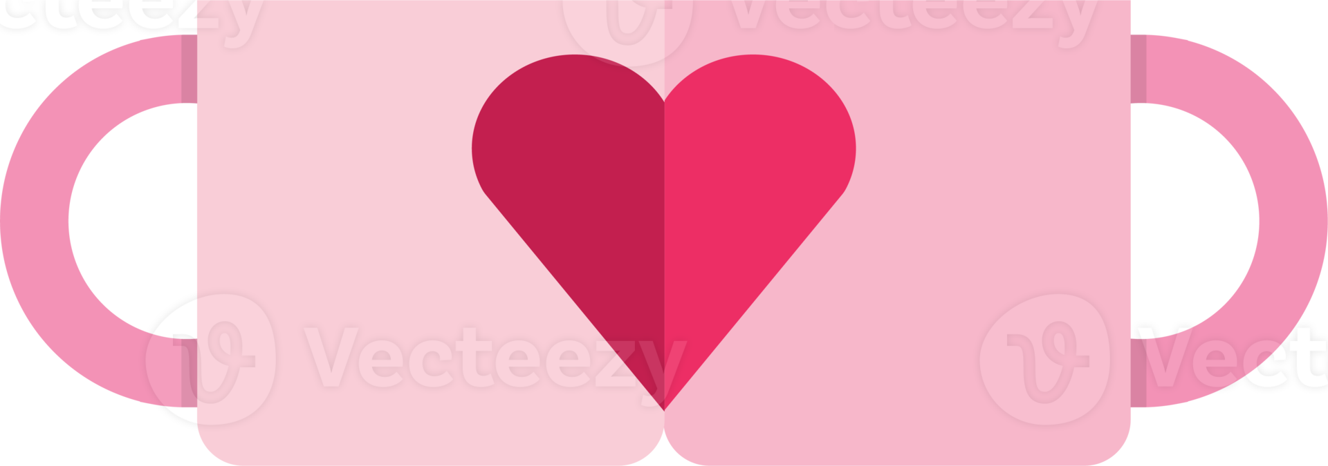 isolate valentine's day pink two coffee cup flat icon valentine's element png