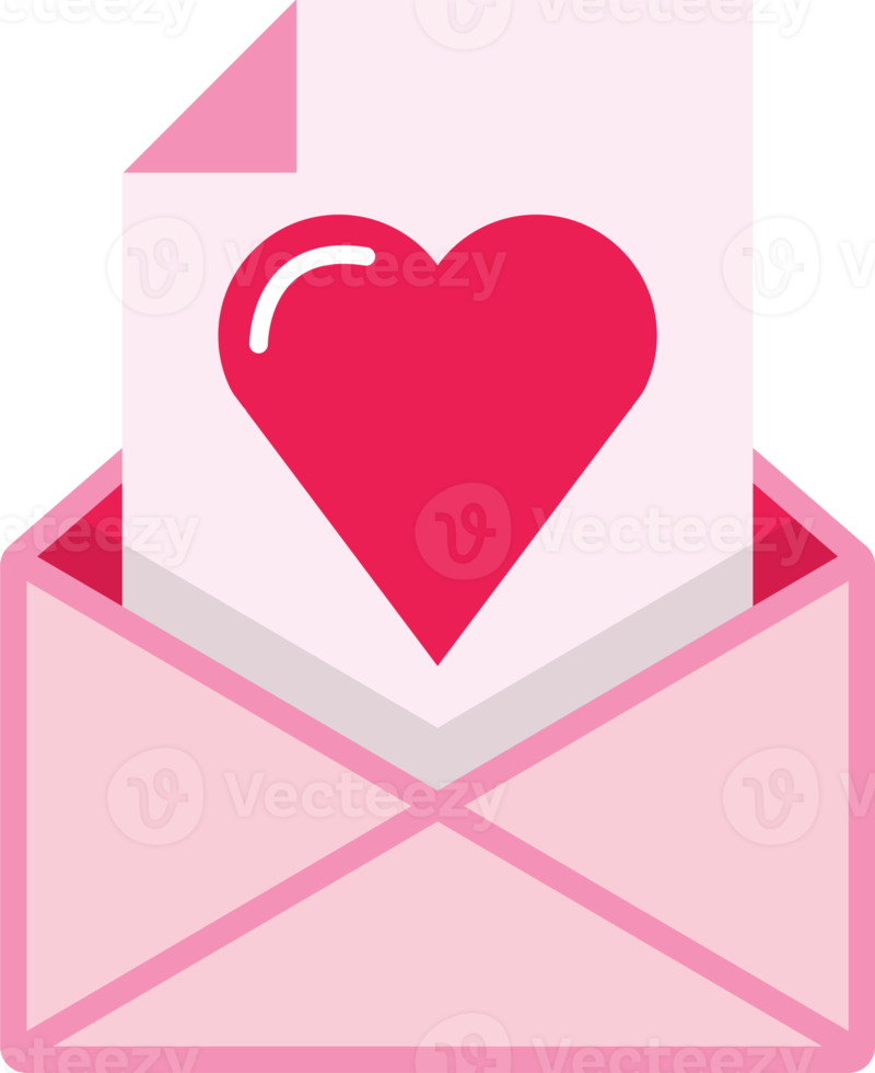 elemento do dia dos namorados isolar ícone plano da carta de amor rosa do dia dos namorados png