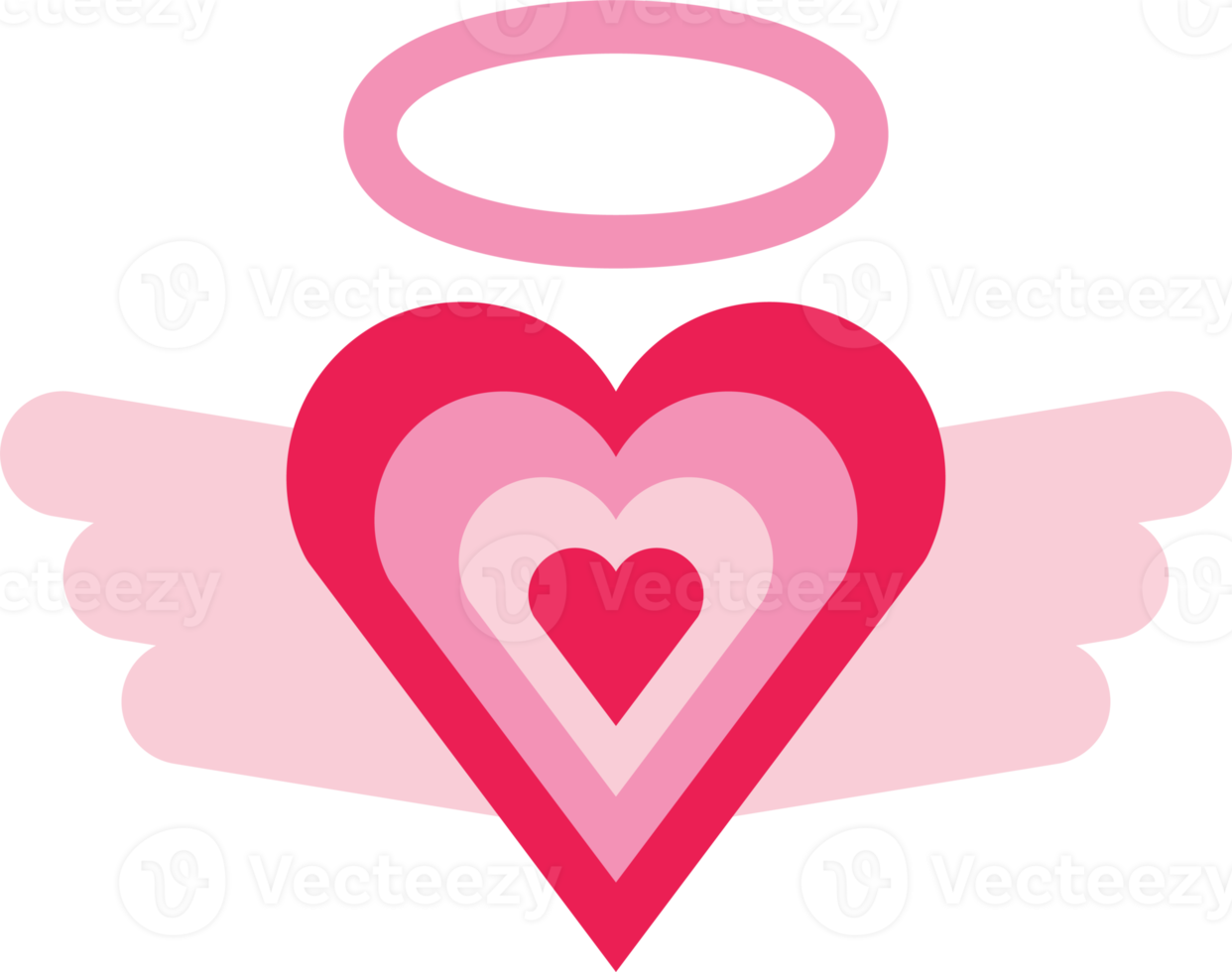 Isolieren Sie Valentinstag rosa Herz und Flügel flaches Symbol Valentinstag Element png