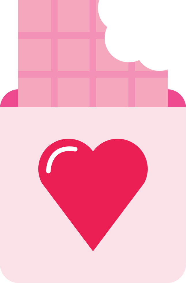 lindo aislar el día de san valentín barra de chocolate rosa icono plano png