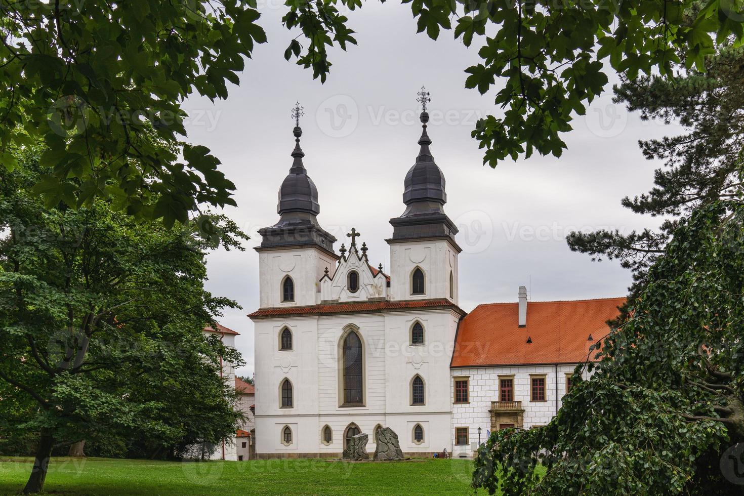 View at the Basilica and monastery of St.Procopius, jewish town Trebic UNESCO world heritage site in Moravia, Czech republic, Europe photo