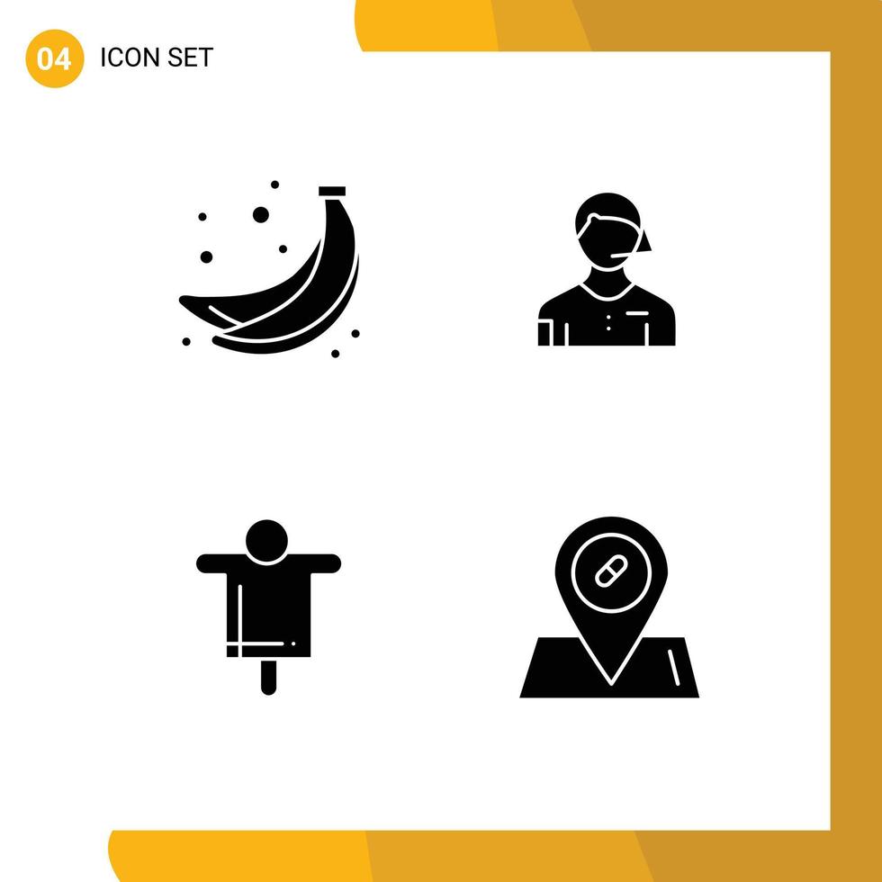 Set of Commercial Solid Glyphs pack for banana farm arbiter linesman scarecrow Editable Vector Design Elements
