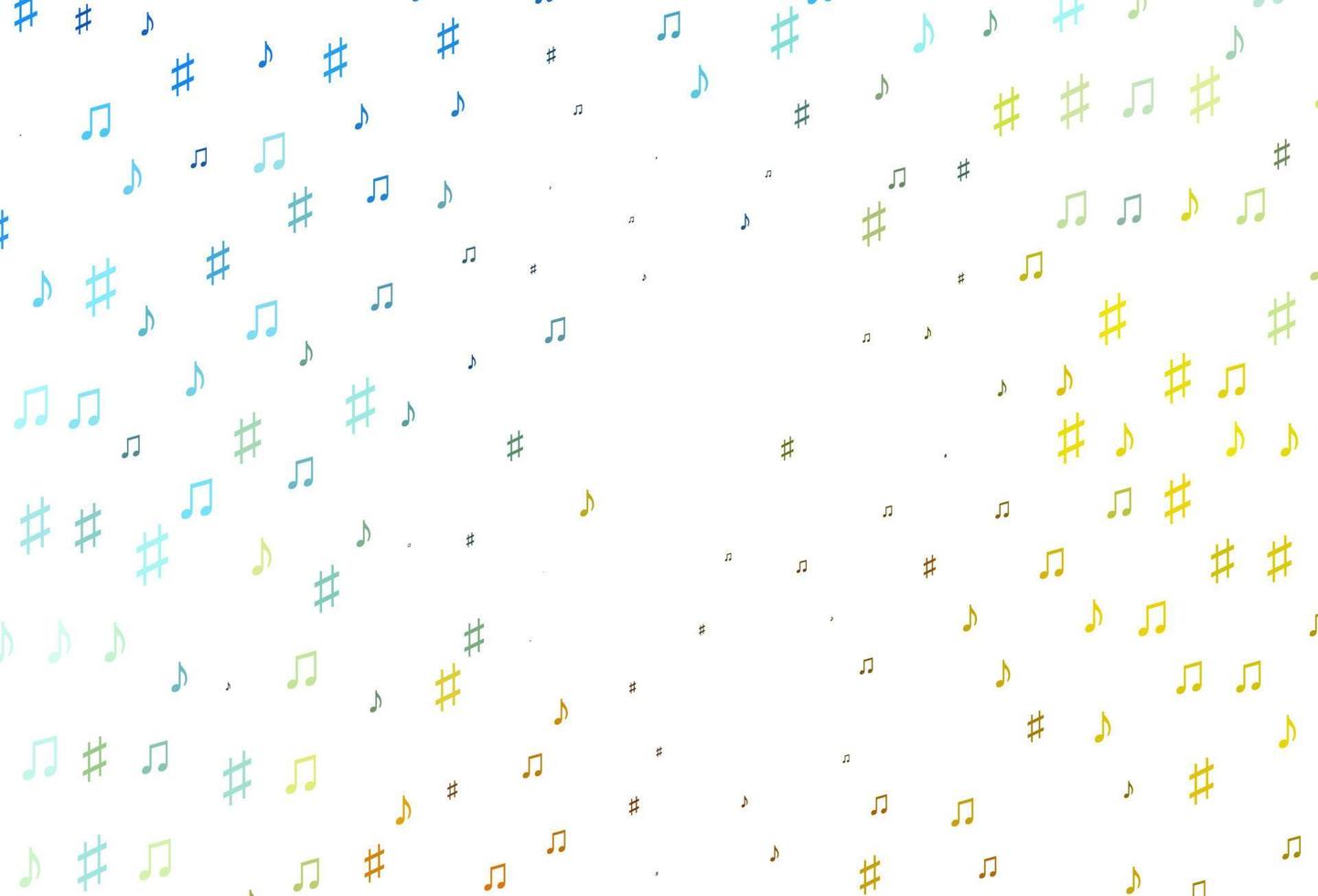 Light Blue, Yellow vector background with music symbols.