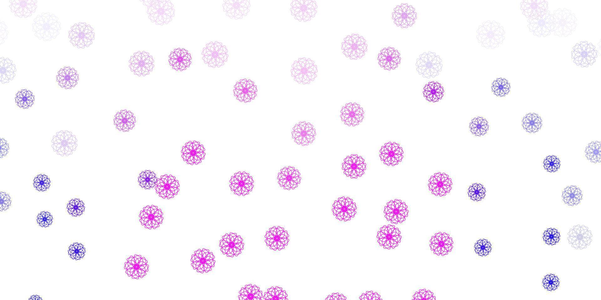 Light purple, pink vector doodle background with flowers.