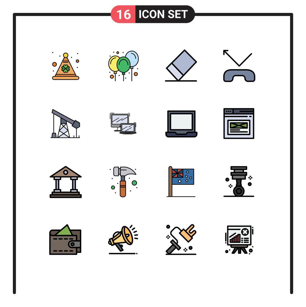 16 iconos creativos signos y símbolos modernos de construcción de aceite de caucho de gas de negocios elementos de diseño de vectores creativos editables