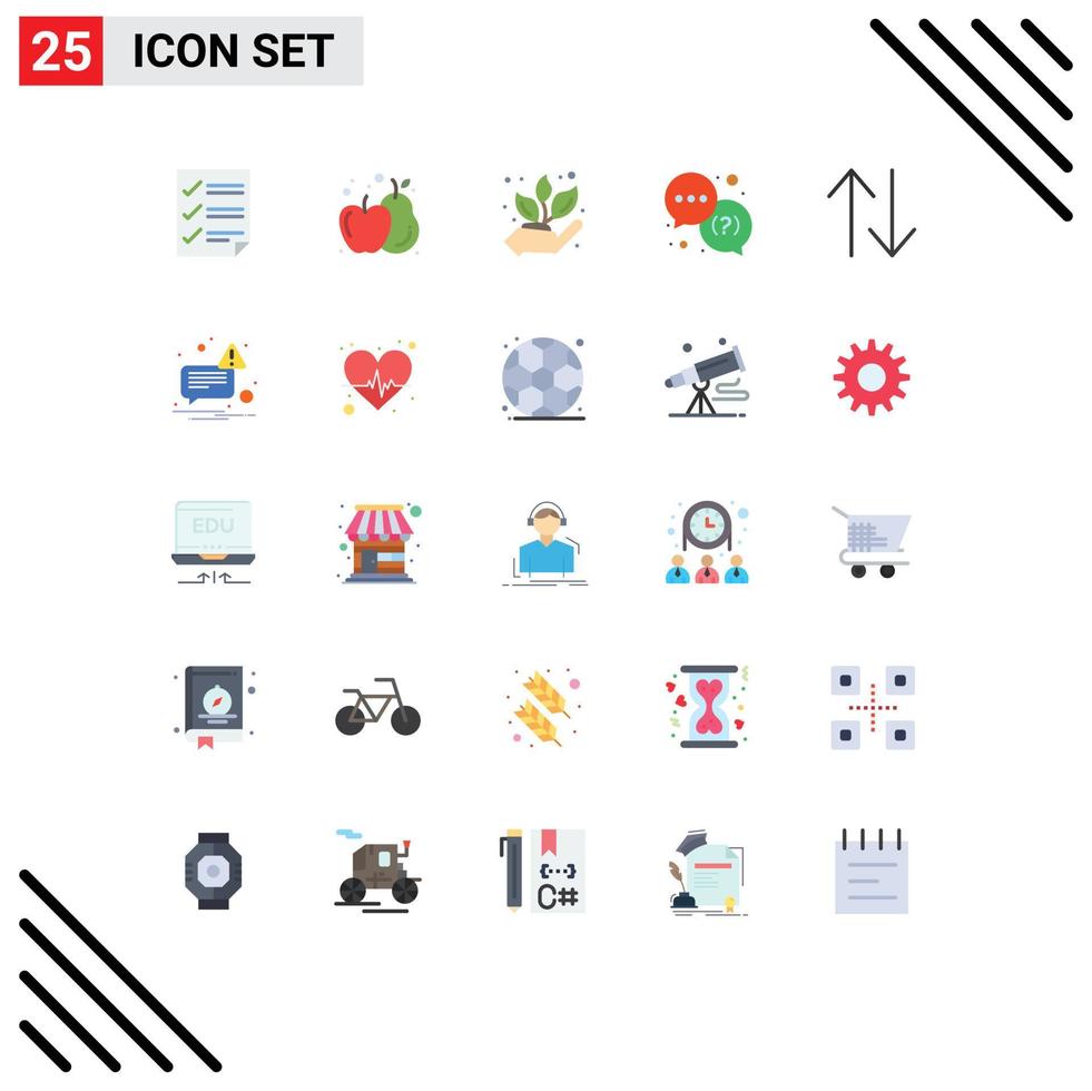 25 User Interface Flat Color Pack of modern Signs and Symbols of change support agriculture service help Editable Vector Design Elements