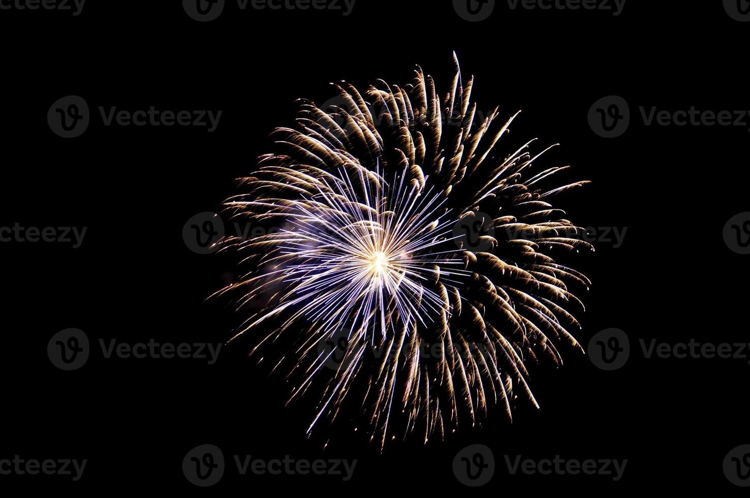 gold and blue fireworks on a black background. Preparation for further work. Screen overlay. Bright and colorful illustration for design. photo