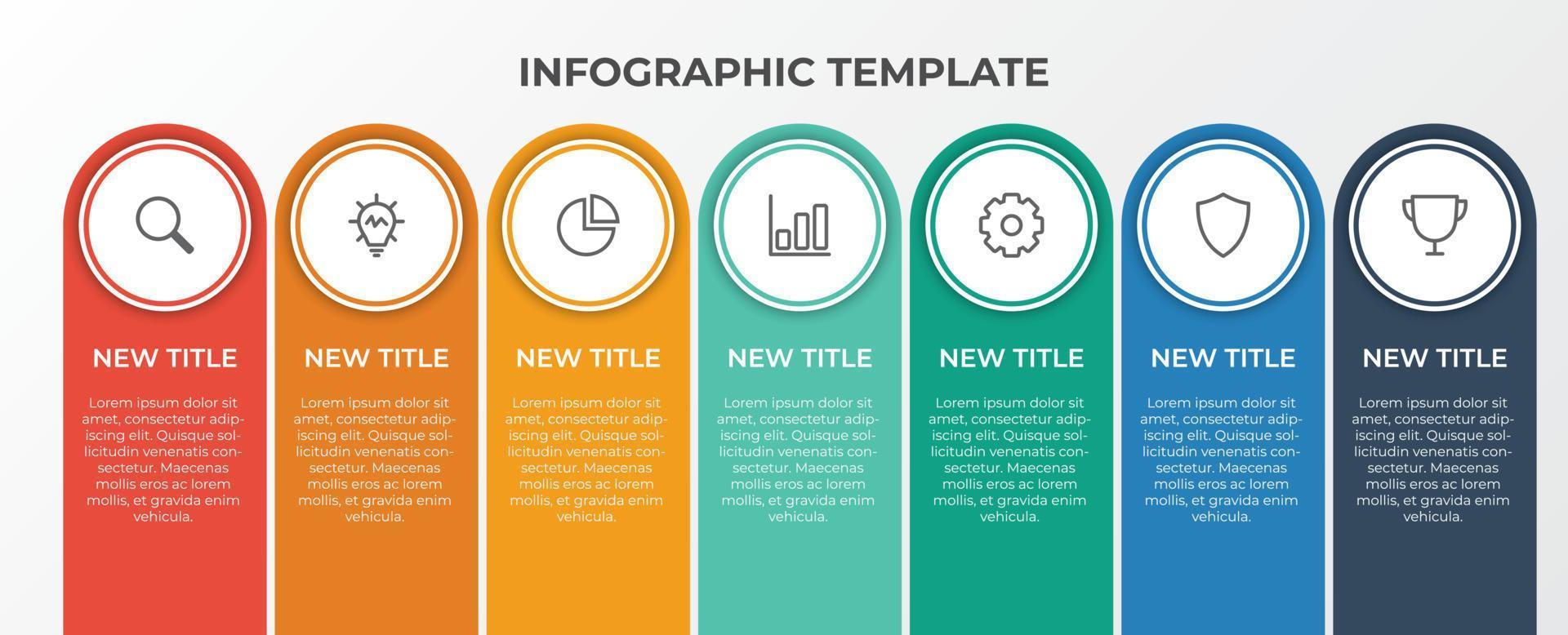 infographic list template element with 7 points and icons, use for ...