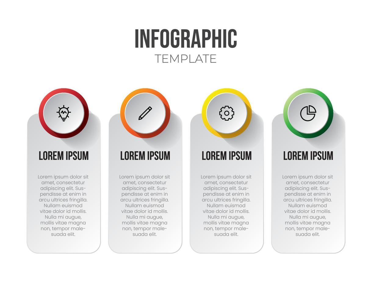 Infographic element vector, data visualization template, banner with 4 options, steps, workflow, task, or processes vector