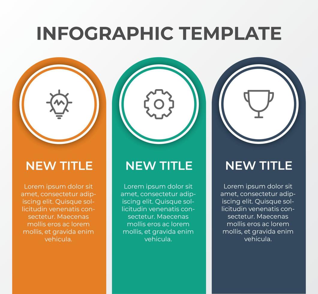 elemento de plantilla de lista infográfica con 3 puntos e iconos, utilizado para describir o mostrar el flujo de trabajo, la tarea, la línea de tiempo, el proceso, la información sobre la presentación de diapositivas, el afiche, el folleto, el banner, etc. vector