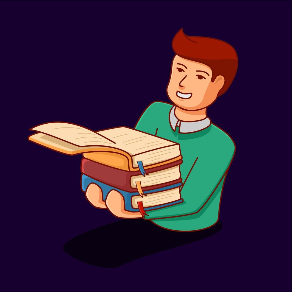 This cute and charming illustration of a child carrying a book is a great addition to any project related to education or reading vector