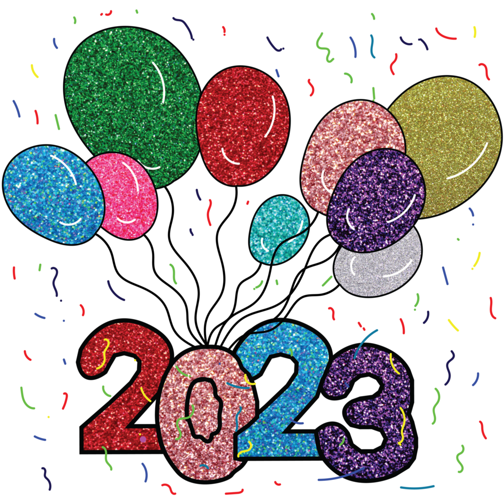 2023 globos de año nuevo -giltters png