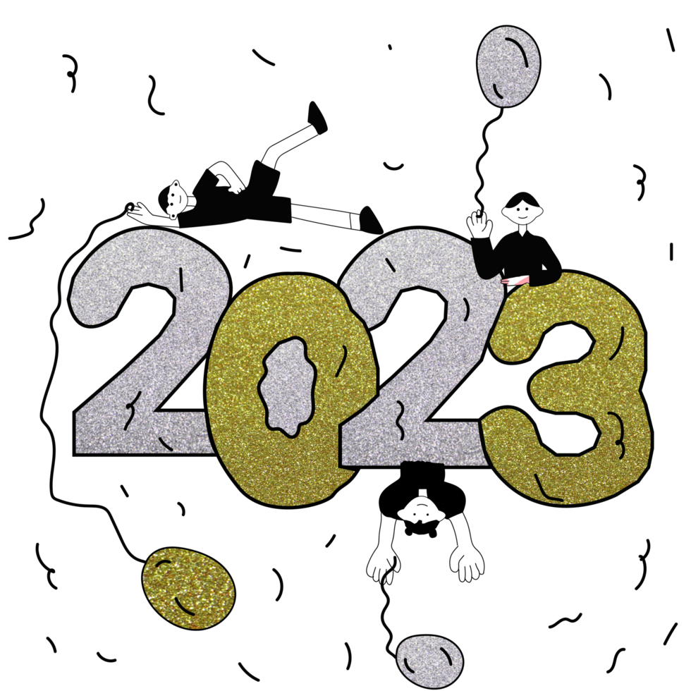2023 new year -silver and gold glitter png