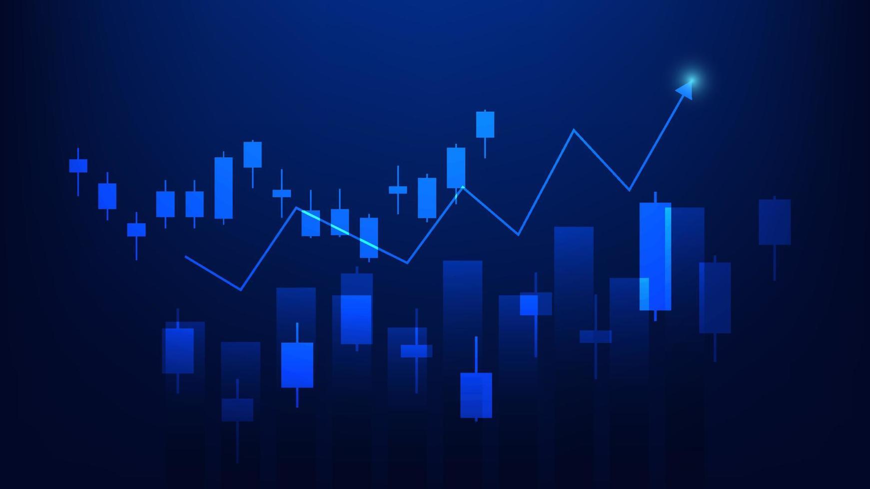 concepto de fondo de economía y finanzas. estadísticas de negocios financieros candelabros y gráfico de barras del mercado de valores vector