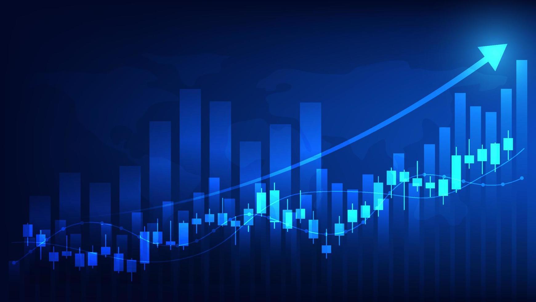 Economy and finance background concept. financial business statistics stock market candlesticks and bar chart vector