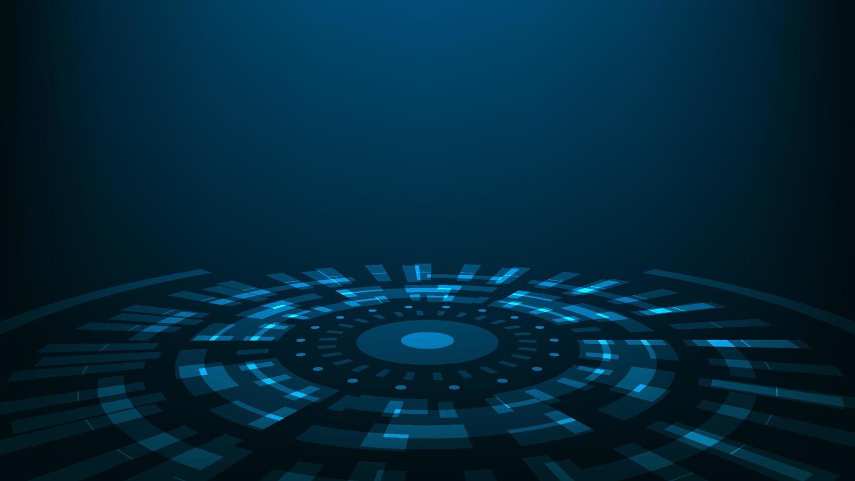 Fondo abstracto de tecnología futurista. círculo de alta tecnología en pantalla azul oscuro vector