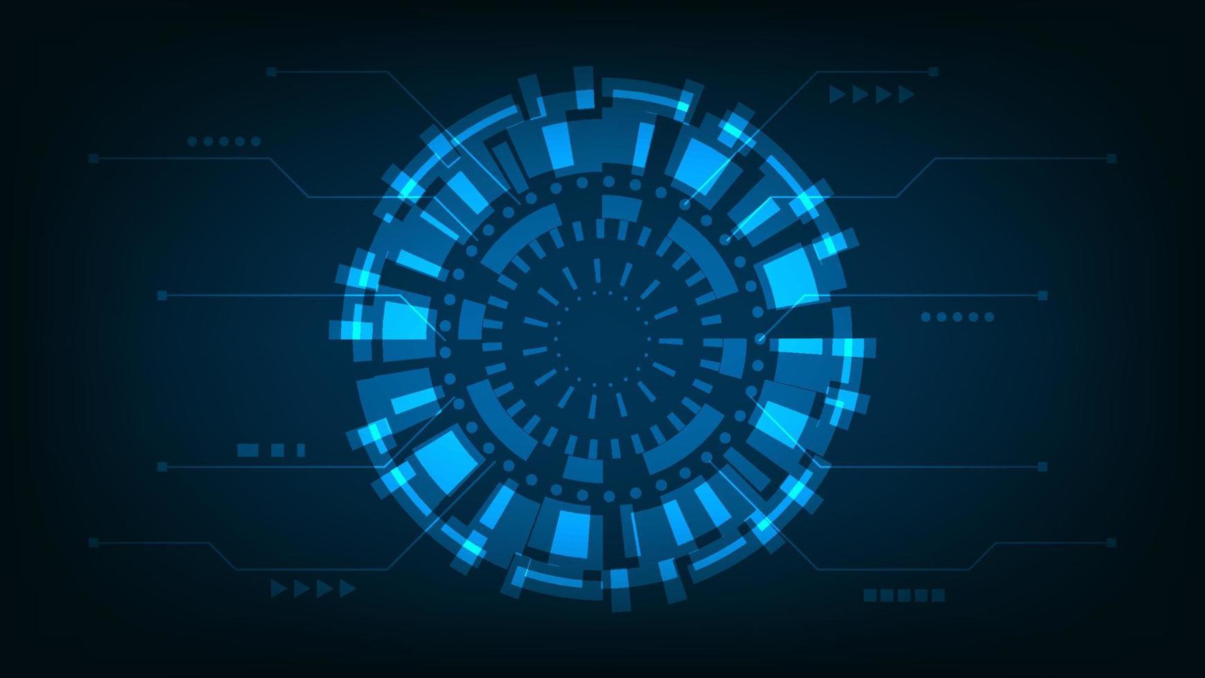 Fondo abstracto de tecnología futurista. círculo de alta tecnología en pantalla azul oscuro vector