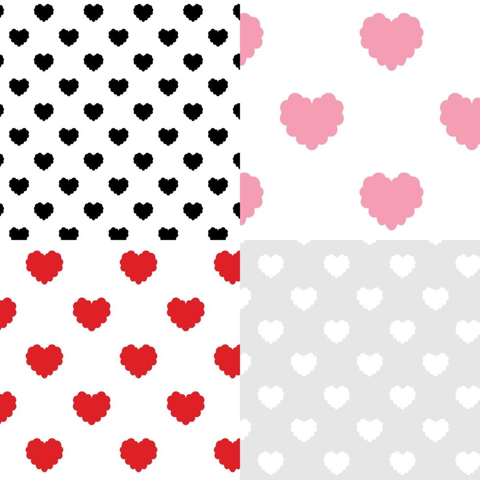 Set of heart pattern vector illustration.doodle wallpaper. minimal cartoon style.
