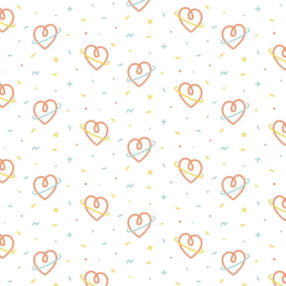 Vector illustration of heart with a ring pattern on white background. Pattern for textile, fabric,wrapping paper.