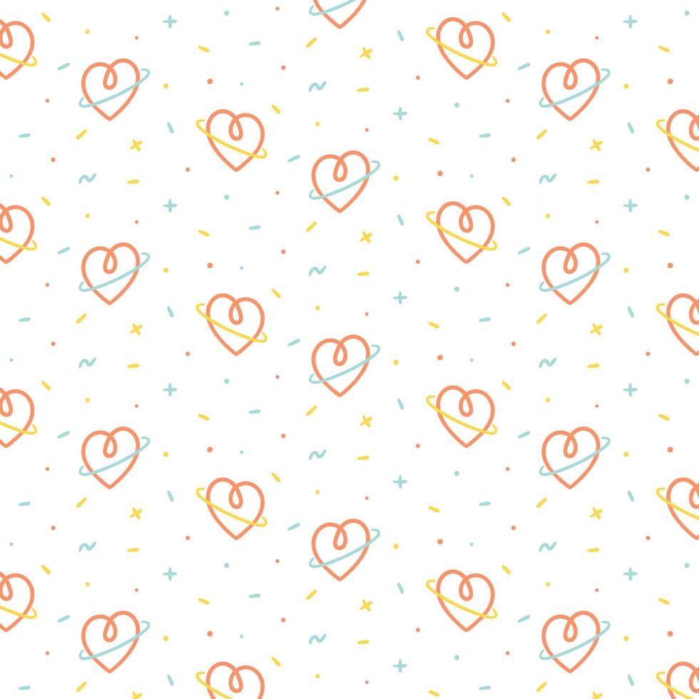 Vector illustration of heart with a ring pattern on white background. Pattern for textile, fabric,wrapping paper.