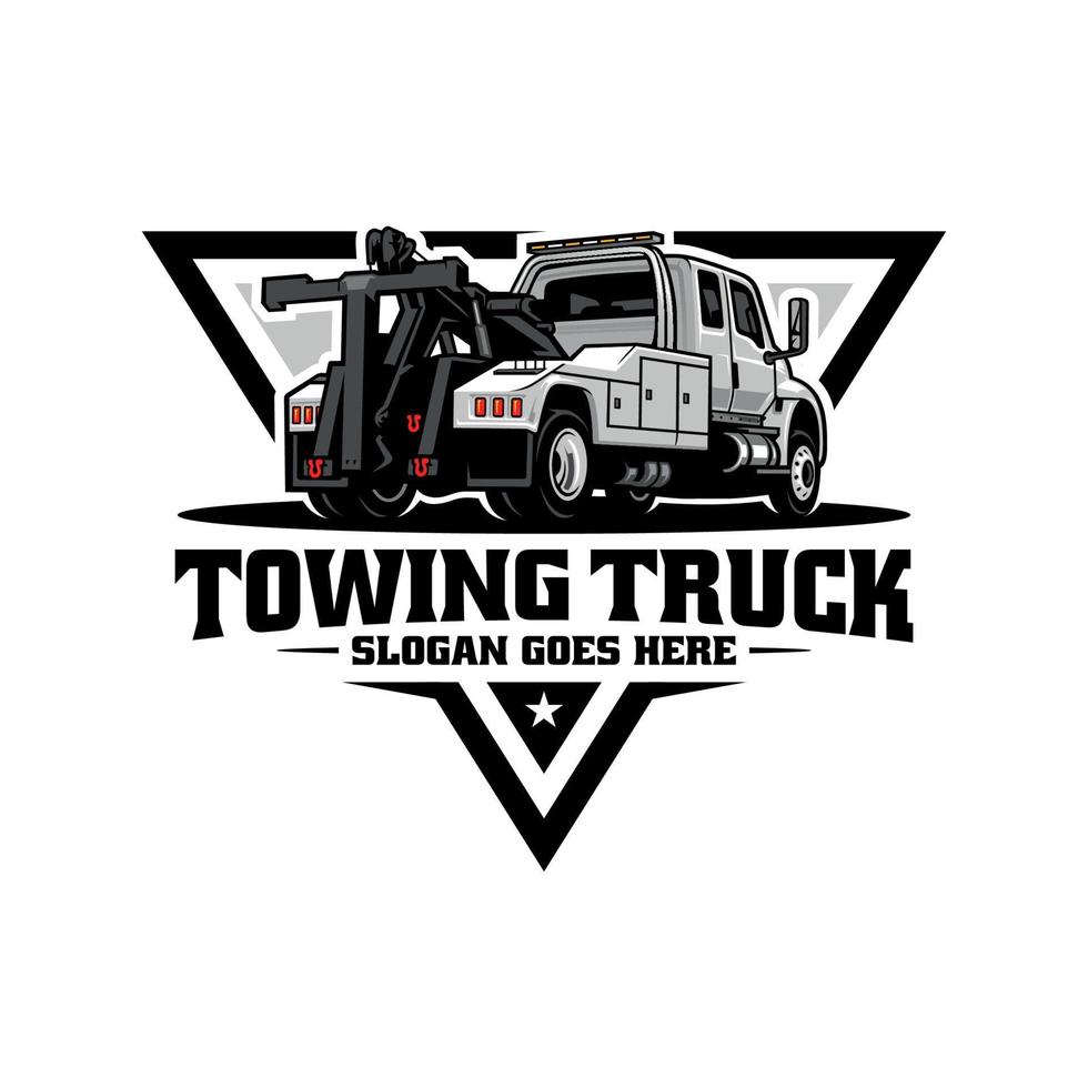 Wrecker and towing truck service illustration logo vector