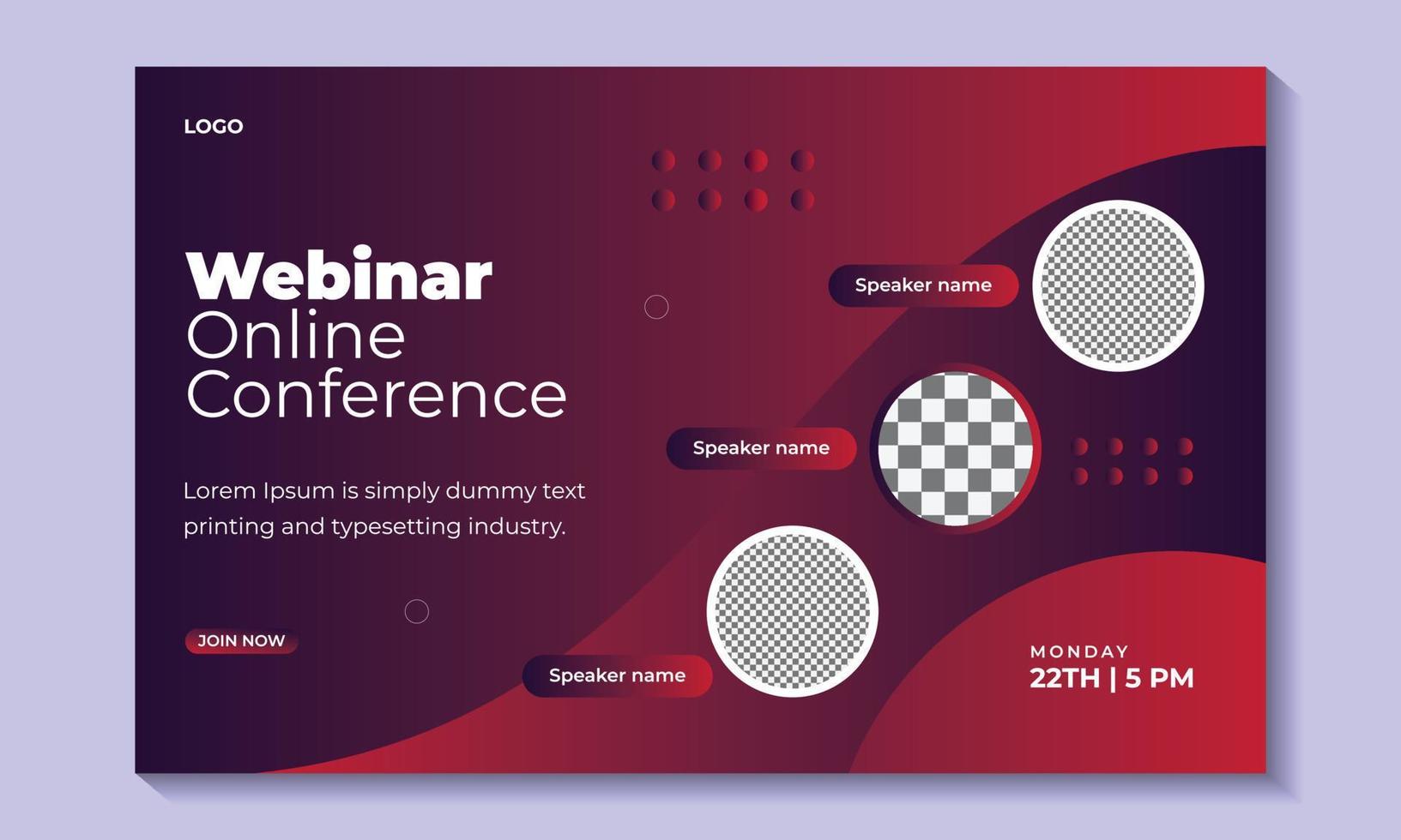 Business webinar invitation banner design.Online corporate business webinar conference web banner or live conference webinar banner design. vector