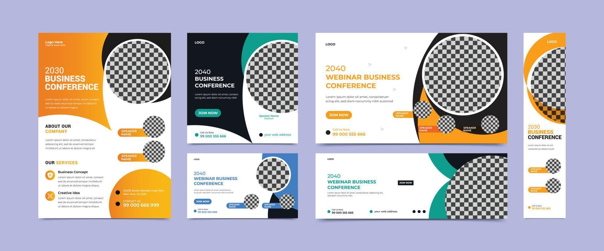 Webinar business conference social media post web banner design template. Online webinar conference invitation banner design template. vector illustration.