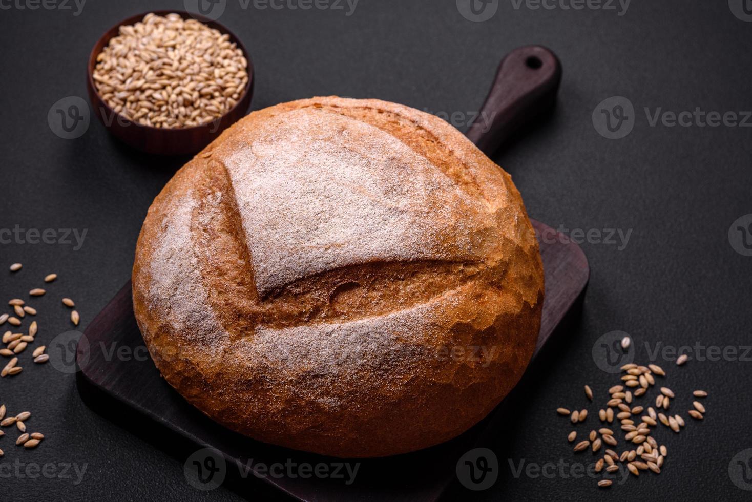 Beautiful delicious freshly baked round shaped white bread photo